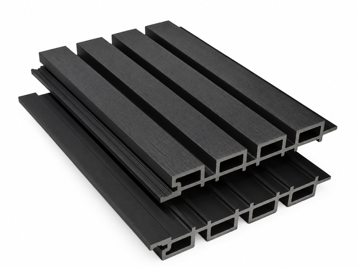 Black WPC wall cladding, 1.5 inch profile