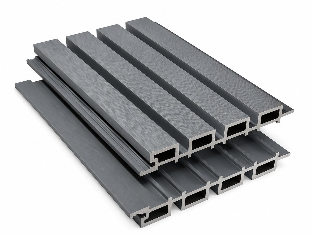 Grey WPC wall cladding, 1.5 inch profile