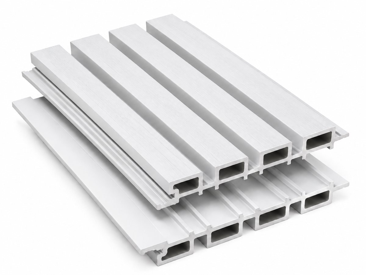 White WPC wall cladding, 1.5 inch profile